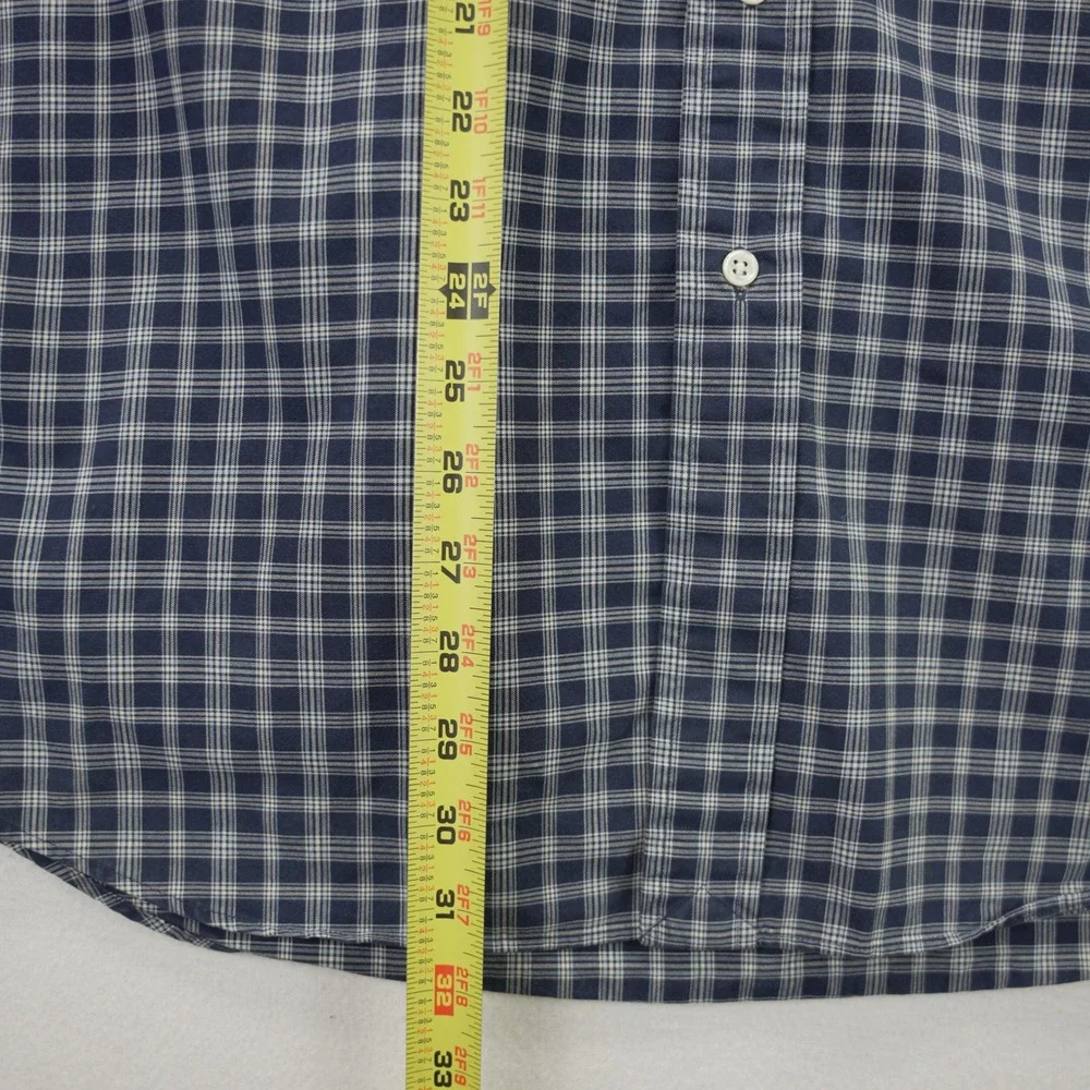 Polo Ralph‎ Lauren Lowell Sport Mens Medium Blue Plaid Cotton Button Down Shirt